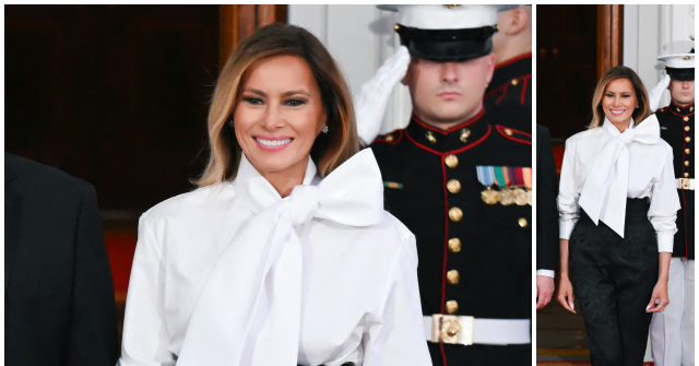Melania Trump's $5,040 State Dinner Look: YSL Bow Blouse and D&G Tuxedo Pants for Xi Jinping's White House Visit