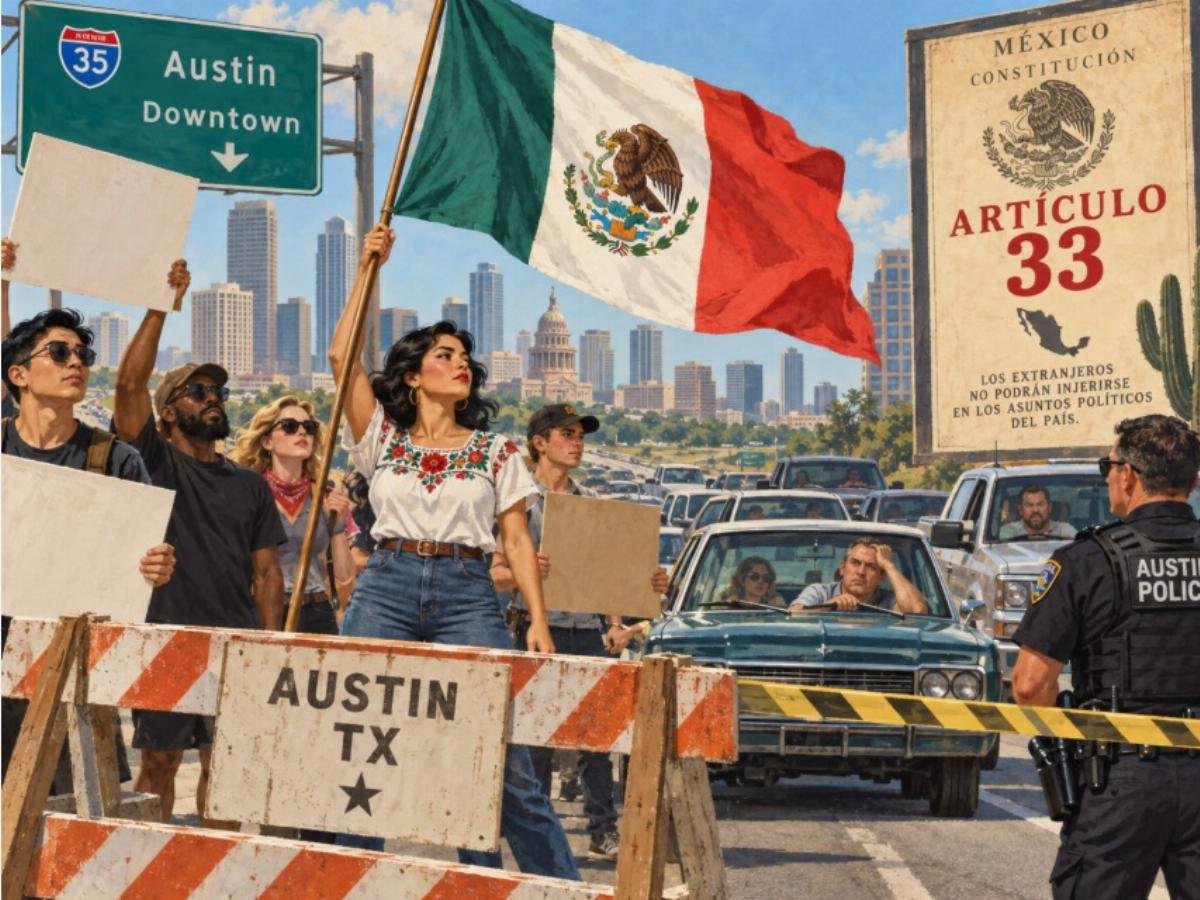 Mexico's Article 33 Bans Foreigners From Politics. So Why Are Protesters Waving Mexico's Flag in Austin?
