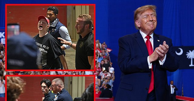 Trump Counters 10-Plus South Carolina Protesters With 'Paid' Jab — Then a Rallygoer Throws a Punch